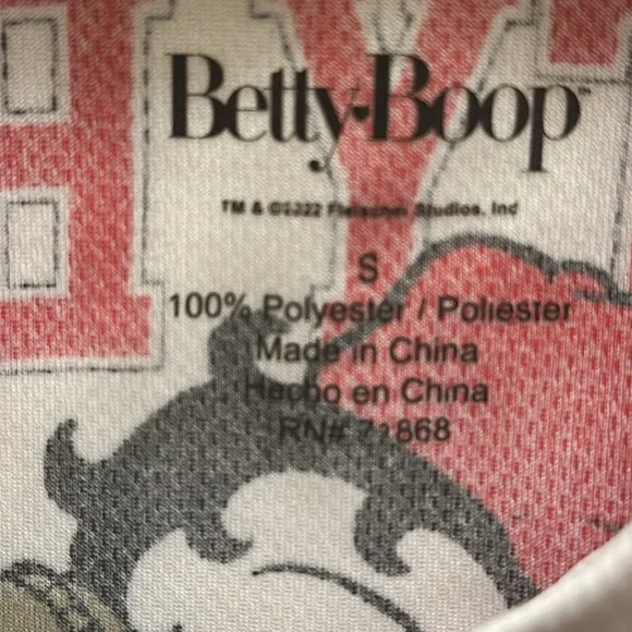 Betty Boop White and Red Baseball Jersey with Graphic - Picture 5 of 6